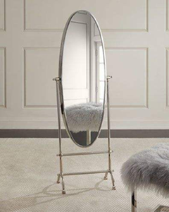 Classical European Style Metal Oval Dressing Floor Mirror Free Standing for Living Room Use - Product Image 1