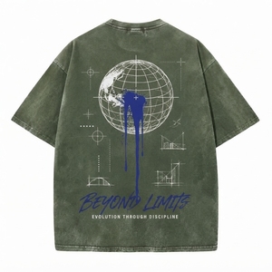 Camiseta de Algodón Grueso con Lavado Vintage, Transpirable y de Secado Rápido, Estilo Urbano Retro con Lavado Ácido, Unisex, Casual, Holgada y Oversize para Hombre - Product Image 2