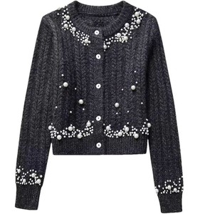 Cardigan respirant à col en V pour homme avec boutons perlés, motif losanges tricoté, pull de luxe pour soirée, tricot de luxe pour l'Europe - Product Image 1