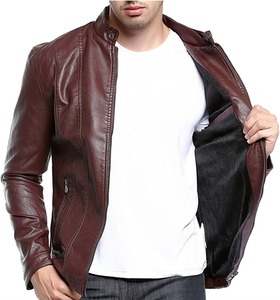 Chaqueta de Cuero PU Genuino para Hombre, Estilo Elegante, con Cierre, para Motocicleta, Invierno, Transpirable, Impermeable, Tinte Liso - Product Image 5