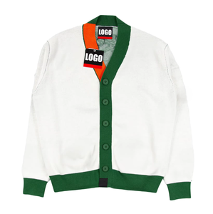 OEM Jacquard Cardigan Sweater Custom V-Neck Button <b>Jumper</b> with custom logo for Autumn winter Seasons - Product Image 1