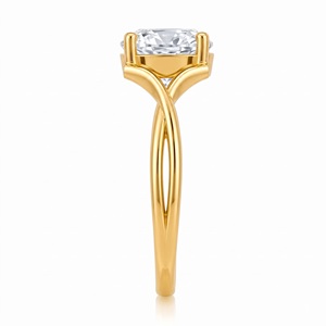 Elegant Oval Cut Solitaire Diamond <b>Ring</b> 14K Yellow Gold <b>Rhodium</b> IGI Certified Modern Split Shank Engagement <b>Ring</b> OEM/Customized - Product Image 2