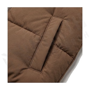 Gilet matelassé marron à col montant, fermeture éclair, rembourrage en polyester, vêtement d'hiver - Product Image 5