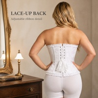 Korset Wanita Model Bustier Vintage 2026, Terlaris, Berenda, Pita, Slim Fit, Penyangga Pinggang, Fishbone, Pembentuk Tubuh