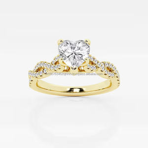 Anillo de diamante cultivado en laboratorio IGI/GIA, joyería en forma de corazón de oro de 14K para mujer, compromiso Vintage/anillo de boda, Perla para fiestas finas - Product Image 3