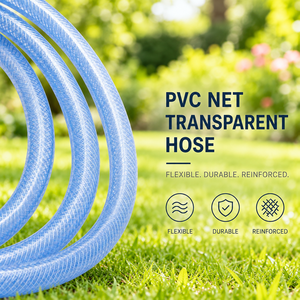 Manguera de PVC de 16 mm de Diámetro Interior y 21 mm de Diámetro Exterior, Rollo de 50 m, Transparente, Reforzada con Trenzado, Flexible, para Transferencia de Agua, Embalaje Personalizado, Tubería de PVC Flexible - Product Image 1