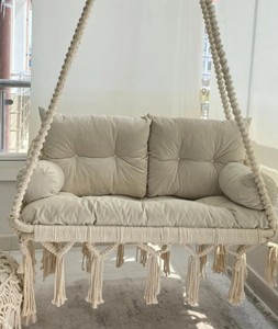 Macrame Hammock Chair, Large Macrame <b>Round</b> <b>Swing</b>, Hanging Cotton Macrame Hammock Chair - Product Image 4