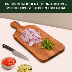 KHATI <b>HOUSE</b> Wooden Chopping Board Acacia Wood Rectangle Natural Finish Durable Eco Friendly Single Piece Package - Product Image 5