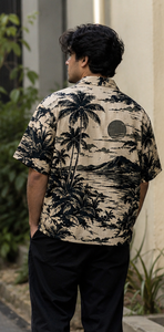 Chemise boutonnée pour homme, 100% coton, coupe oversize, col camp, imprimé intégral, style streetwear hawaïen, idéale pour les vacances - Product Image 3