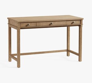 Escritorio de Madera de Roble Macizo con Tres Cajones y Tiradores Metálicos con Acabado Envejecido - Product Image 1