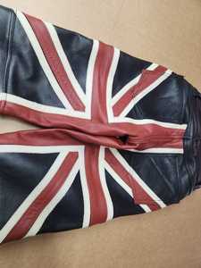 Pantalon en cuir évasé personnalisé pour femmes avec motif Union Jack |   Pantalon pattes d'éléphant en cuir véritable doux de qualité supérieure |   OEM Private Label Fashion Ma - Product Image 6