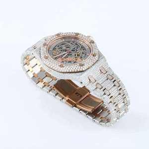 Reloj Automático Personalizado con Moissanita VVS, Unisex, 46 mm, Digital, de Lujo, Alta Calidad, Cuadrado, Correa de Cuero y Acero Inoxidable - Product Image 4