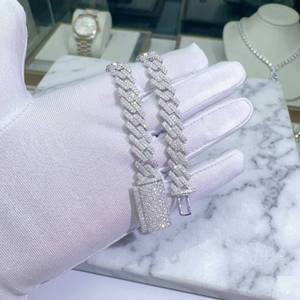 Popular Style Square Shape Hip Hop <b>Iced</b> <b>Out</b> 925 Silver Moissanite Diamond Pass Diamond Tester Miami Cuban <b>Chain</b> Necklace for Men - Product Image 5