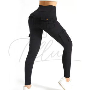 Nouveau design tendance, respirant, confortable, leggings de sport pour femmes, taille haute élastique, anti-transpiration, couleur unie, longueur intégrale, effet push-up - Product Image 4