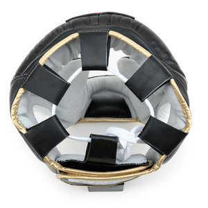 Protector de Cabeza de Boxeo de Cuero Negro con Cierre de Hebilla para Adultos, Equipo Deportivo de Protección Unisex - Product Image 2