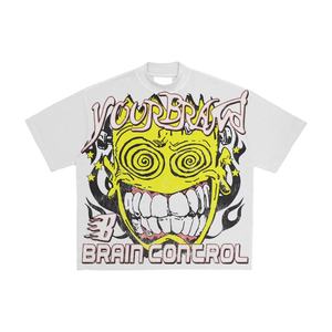 T-shirts personnalisés pour hommes, coupe ample, haute qualité, 100% coton, style vintage, motif crâne de feu, avec votre logo. - Product Image 6