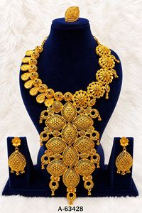 MOLL JEWELLERS Golden Ball Zircon Necklace Earring <b>Set</b> for Women 24K Gold Plated Alloy Trendy Wedding Jewelry Third Party - Product Image 3