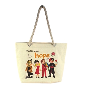 MB <b>Foldable</b> Customized Cotton Rope Handle Canvas <b>Beach</b> Tote <b>Bag</b> 33x43x9cm - Product Image 1