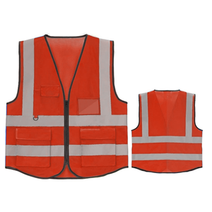 Chaleco de Seguridad Reflectante de Alta Visibilidad Unisex Rojo de Poliéster para Trabajo con Bolsillos - Product Image 5