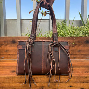 2025 Nueva edición de cuero de vaca a la moda para mujer con flecos piedra turquesa bolso de mano de cuero genuino bolso de lujo para mujer - Product Image 5