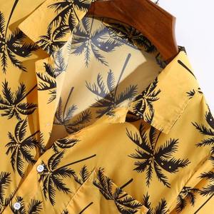 Yeliow Floral Print Design Breathable Men's Casual BeechWear Summer Shirt 300 Grams Quick Dry Eco-Friendly Short Sleeve 100%poly - Product Image 4