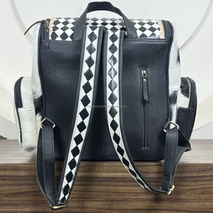 Famous Brand Designer Luxury Hand Tooled Checkered Leather Diaper Backpack Cowhide Business Travel Sport Backpacks <b>for</b> <b>Men</b> Women - Product Image 5