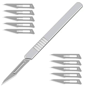 Cuchillas de Bisturí Quirúrgicas con Mango de Acero al Carbono, Estériles, Reutilizables, Cuchillas Médicas de Seguridad Quirúrgica para Cirugía Laparoscópica Manual - Product Image 6