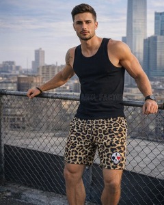 Shorts unisexes légers en polyester 100% teint uni, style fitness, pour la saison estivale, vêtements d'extérieur, shorts de sport pour hommes. - Product Image 2
