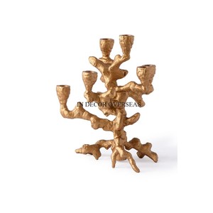 Ensemble de bougeoirs modernes en laiton avec base conique beige pour la décoration intérieure, design en métal résistant à la chaleur, accessoires de décoration pour la maison - Product Image 4
