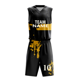Conjunto de Uniforme de Baloncesto Sublimado Personalizado, Diseño de Camuflaje Negro Unisex para Adultos, Jersey y Pantalones Cortos de Poliéster Transpirable, Nombre del Equipo 10 - Product Image 2
