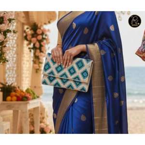 Pochette de soirée élégante faite à la main avec perles pour femme, sac de créateur orné de perles pour mariage et fête, style ethnique de luxe - Product Image 1