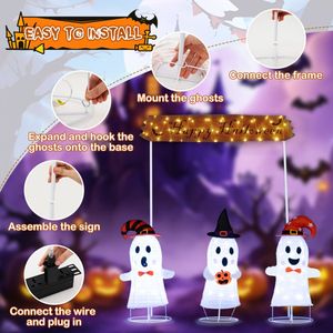 Ensemble de décoration d'Halloween avec fantômes en relief, portail et lumières LED, 4 pièces - Product Image 4