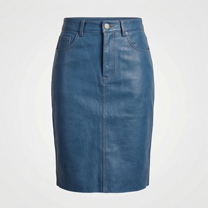 Falda Lápiz de Cuero Sintético PU para Mujer, Cintura Alta, Largo hasta la Rodilla, Color Sólido, Diseño Brillante con Bolsillo, para Todas las Temporadas - Product Image 1