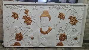 Murale murale en pierre naturelle sculptée CNC 3D sur mesure, motif Bouddha et Arbre de Bodhi, pour usage extérieur (parcs, zones de restauration) - Design traditionnel - Product Image 3