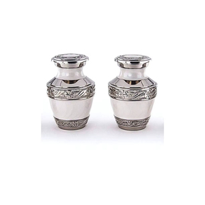 Urna Funeraria de Latón y Mármol Carmesí Hecha a Mano, Urna Funeraria Premium con Esmalte Rojo y Grabado en Banda Dorada, Urnas para Cenizas Humanas - Product Image 2