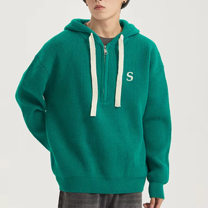 Knit Hoodie Men'S Winter Athletic Half Zip up Hoodie <b>Sweater</b> New High Quality Custom Knitwear Hoodie <b>Sweater</b> - Product Image 2