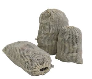 Alta demanda, la mejor calidad, directo de fábrica, transpirable, reutilizable, malla de algodón, bolsa con cordón, Juego de 3 para embalaje de comestibles para regalo - Product Image 1