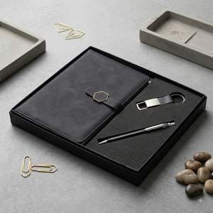 Aurelux RE041 – Étui de luxe en similicuir A5 multicolore pour agenda, avec stylo et porte-clés, pour usage professionnel, logo personnalisé, cadeau d'entreprise - Product Image 1