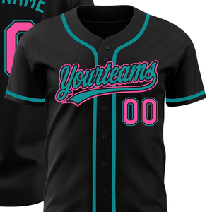 Maillot de baseball noir, rose et turquoise pour homme, boutonné, uniforme d'équipe, respirant, léger, vêtement de sport pour tournoi - Product Image 2