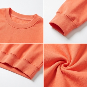 Sudadera de algodón de punto grueso para mujer, cuello redondo, diseño liso, bordado personalizable, alto GSM - Product Image 6