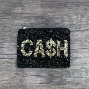 Porte-monnaie classique à motif de dessin animé perlé, broderie de perles de rocaille, pochette faite à la main, cadeau, portefeuille à fermeture éclair, imprimé en typographie, personnalisé - Product Image 1