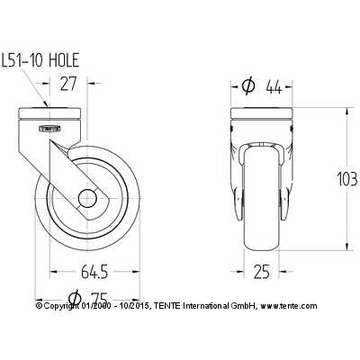 LEVINA5320PJO075L51-10 Design Roll Furniture Casters