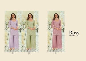 Ensemble palazzo indien pour femmes, 3 pièces, broderie fantaisie, tissu en georgette, séchage rapide, pour mariage, Diwali, fêtes, NOUVEAU DESIGN - Product Image 5
