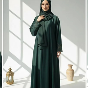 Vestidos Largos de Lujo en Poliéster Suave Antiestático para Ropa Islámica, Moda de Manga Larga, Abaya Musulmana para Mujer, Estilo Oriente Medio - Product Image 1