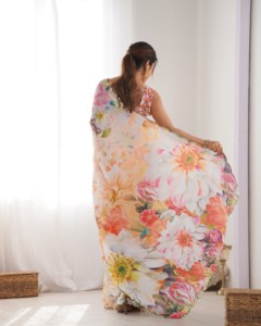 Dupatta en Chiffon Lourd Imprimé Floral pour Femme, Style Indien et Pakistanais Traditionnel, Tenue Décontractée Longue et Ample, Style Estival - Product Image 3