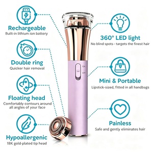 Mini-tondeuse électrique portable compacte pour femme, pour poils du nez, sourcils, contour des yeux et du dessus des lèvres, élimination des poils de pêche. - Product Image 2