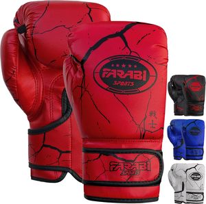 Gants de boxe FARABI en cuir PU, gants de boxe imprimés en cuir PU, fermeture Velcro, équipement d'entraînement d'arts martiaux MMA - Product Image 1
