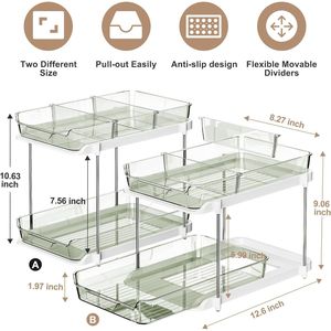 Organizador de Medicamentos Extraíble de 2 Niveles, Almacenamiento Multiusos para Baño y Cocina, Organizador Apilable para Fregadero y Despensa - Product Image 2