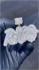 Colgante de Letra Personalizado con Moissanita, Joyería Fina de Plata Sólida 925, Colgante Redondo con Nombre/Logotipo de Moissanita para Collar - Product Image 3