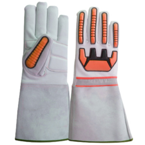Guantes de Seguridad de Cuero de Vaca de Alta Resistencia con Revestimiento de Goma TPR para Protección de Manos en Trabajos Industriales, Soldadura TIG, Construcción y Tareas Mecánicas - Product Image 3